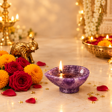 Amethyst Diya – Peace, Clarity & Spiritual Harmony