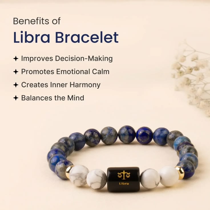 Libra (तुला राशि) Zodiac Bracelet – Lapis Lazuli & Howlite | Balance, Harmony & Clarity