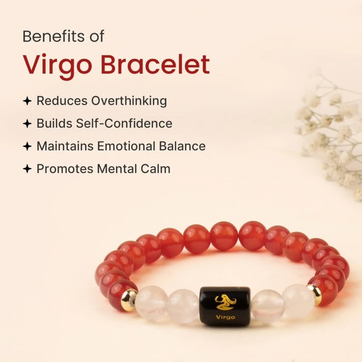Virgo (कन्या राशि) Zodiac Bracelet – Carnelian & Milky Quartz | Confidence, Clarity & Emotional Balance