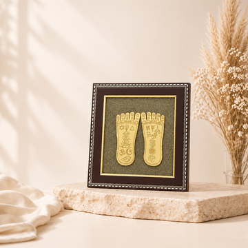 Lakshmi Charan Paduka on Raw Pyrite Frame – Wealth, Prosperity & Blessings