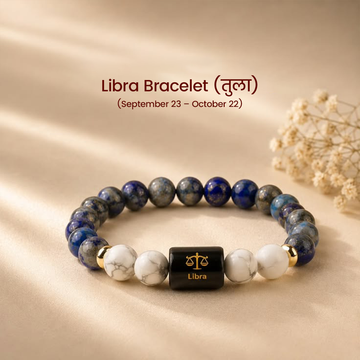 Libra (तुला राशि) Zodiac Bracelet – Lapis Lazuli & Howlite | Balance, Harmony & Clarity