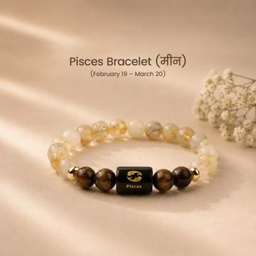 Pisces (मीन राशि) Zodiac Bracelet – Citrine & Tiger's Eye | Positivity, Confidence & Abundance