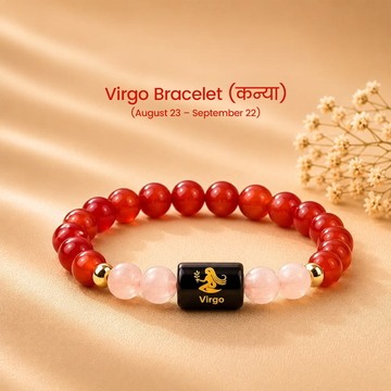 Virgo (कन्या राशि) Zodiac Bracelet – Carnelian & Milky Quartz | Confidence, Clarity & Emotional Balance
